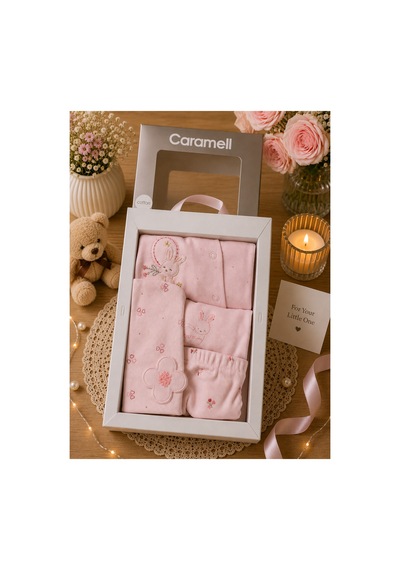 Caramell Kız Bebek Yeni Sezon 4lü Hastane Çıkışı Love Bunny 2525 Pembe Pembe