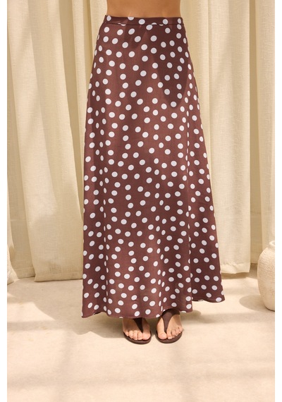 Mai Collection Manon Puantiyeli Kahve Crop Etek Takım