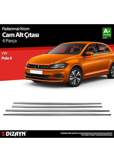 S-dizayn Vw Polo Mk6 Krom Cam Çıta 4 Prç. 2017-2021