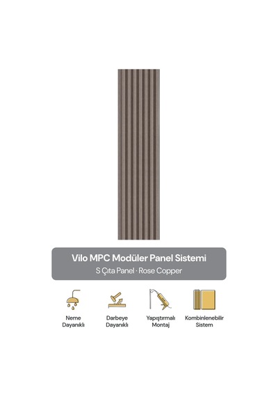 Vilo Mpc S Çıta Duvar Paneli Rose Copper 265cm Yapıştırmalı Montaj - Neme Ve Darbeye Dayanıklı