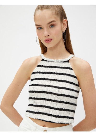 Koton Crop Kroşe Atlet Halter Yaka Triko Ajurlu Dar Kesim Siyah Çizgili 3sal30196ık Siyah Çizgili Koton Crop Kroşe Atlet Halter Yaka Triko Ajurlu Dar Kesim Siyah Çizgili 3sal30196ık Siyah Çizgili