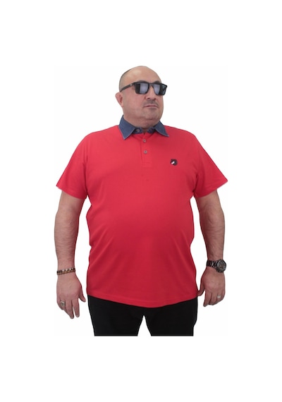 Moc Grande Mocgrande Büyük Beden Polo Kot Yaka Tişört 23420 Kırmızı-Kırmızı