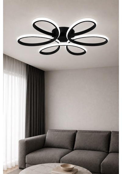 Niva Led Plafonyer Avize Beyaz Işık Siyah