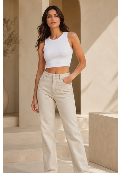 Loule Kadın 2'li Bisiklet Yaka Kolsuz Fitilli Crop Top Siyah-beyaz Siyah - Beyaz