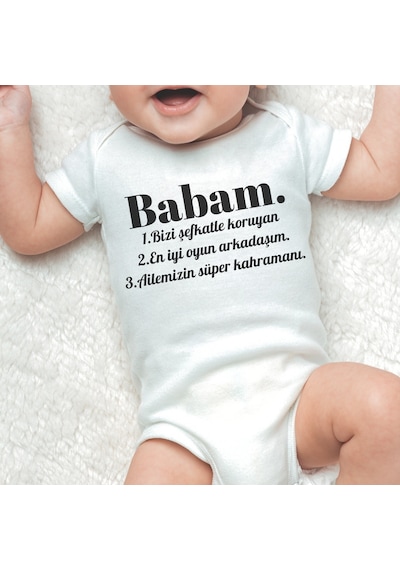 Harmandar Unisex Bebek Annem Ve Babam Yazılı %100 Organik Pamuk Kısa Kollu Bebek 2li Body Zıbın Beyaz