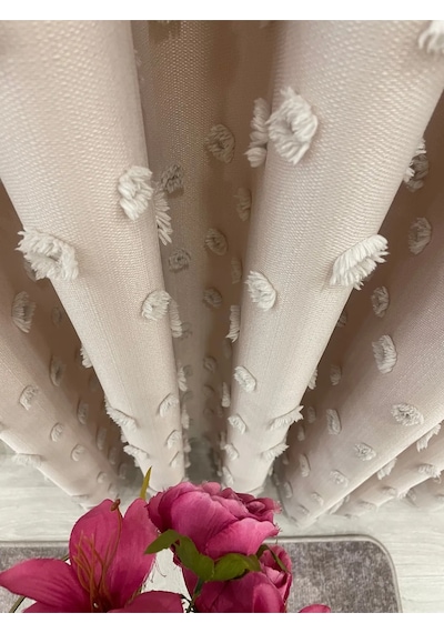 Brillant Carla Puffy Püsküllü Perde İstenilen Tüm Ölçülerde Bej