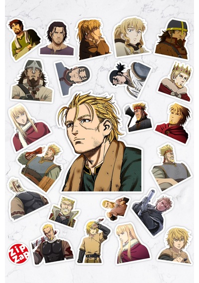 Vinland Saga Anime Telefon Laptop Bullet Journal Yapışkanlı Folyo Sticker Paketi 23 Adet Çok Renkli