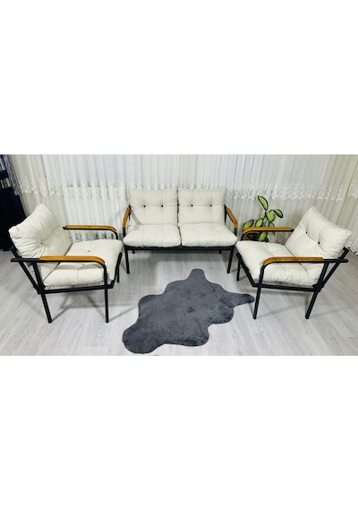 Madame Home Kalanşo Balkon, Bahçe,teras,cafe - Salon - Metal Kanepe Koltuk Takımı Çay Seti 2+1+1 Krem Madame Home Kalanşo Balkon, Bahçe,teras,cafe - Salon - Metal Kanepe Koltuk Takımı Çay Seti 2+1+1 Krem