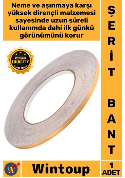 Bant Dekoratif Yapışkanlı Duvar Karo Zemin Derz 05 Cm X 50 Metre Gold Fayans Arası Şerit Bant