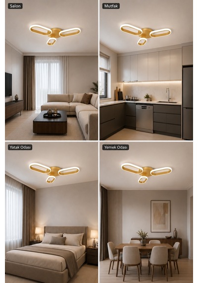 Hilton 3'lü Led Plafonyer Avize Beyaz Işık Eskitme