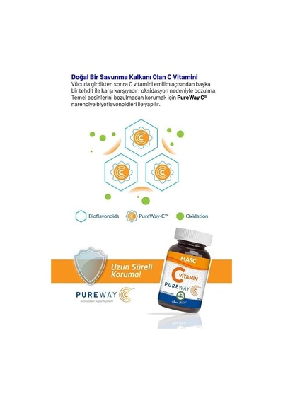 Maskül Pureway C Vitamini Gıda Takviyesi 30 Kapsül