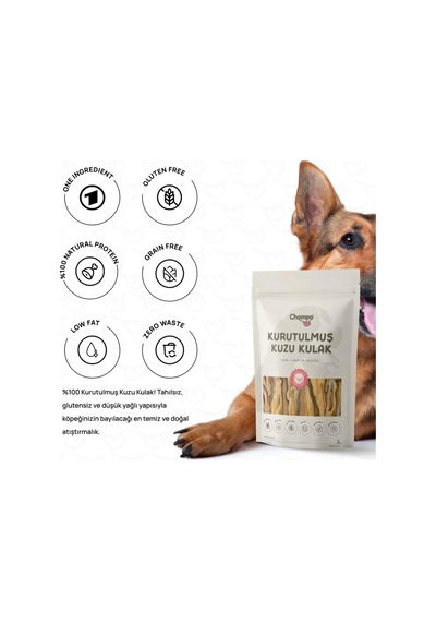 Chompo Kuzu Kulak 100% Doğal Katkısız Köpek Ödül Maması 100 Gr / Tek İçerik