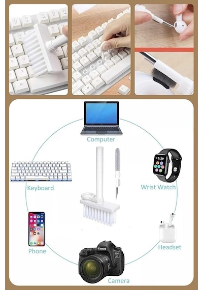 5ın1 Kablosuz Bluetooth Oyuncu Kulaklık Klavye Telefon Kamera Lens Temizleme Fırçası Kalemi Çok renkli
