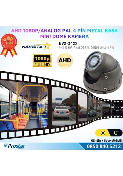 Metal Kasa Ahd 1080p/analog Pal Mini Dome Araç Kamerası 4 Pin Aviation