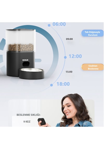 Akıllı Mama Ve Su Otomatı, 2,5 L Mama Hazneli Ve 3 L Su Kaplı, Wi-fi Ve Smart Life Uygulama Kontrollü, Kedi Ve Küçük Irk Köpekler İçin Otomatik Besley