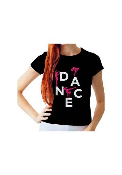 Ada Kostüm Tasarım Dance Temalı Regular Kalıp Siyah Kadın Tişört