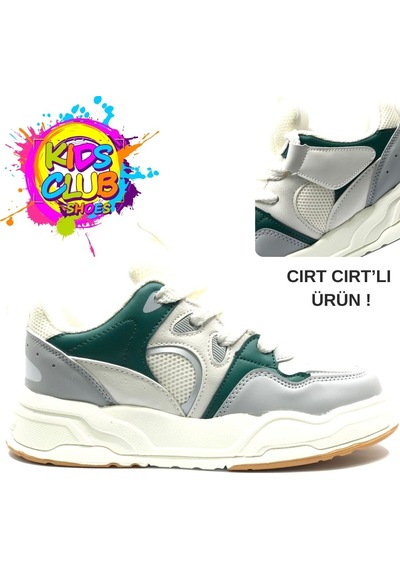 Cool Jacop Bağcık Görünümlü Cırt Cırtlı Sneaker Ortopedik Çocuk Spor Ayakkabı Yeşil