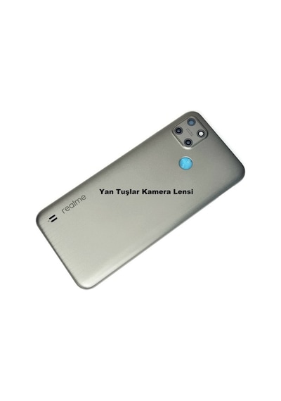 Oppo Realme C25y Kasa Arka Pil Batarya Kapağı Gri Gri