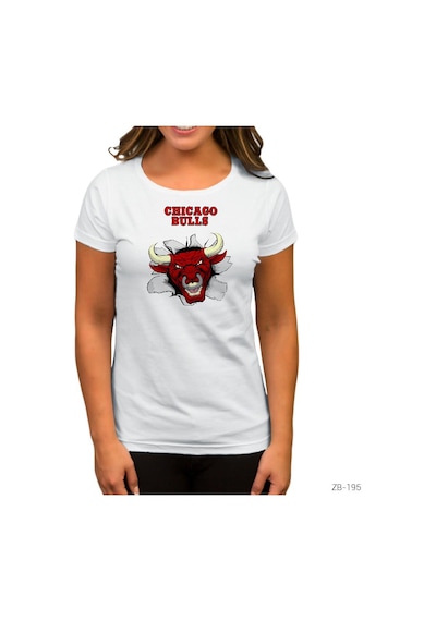 Chicago Bulls 3d Beyaz Kadın Tişört