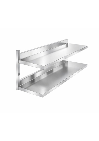 Paslanmaz Duvar Rafı, 2katlı , 100x30x50 Çelik