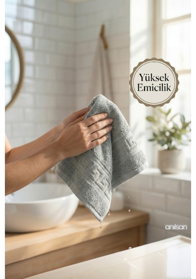 Mint Yeşili Greek El Havlusu - 50x90 Cm, 225 Gr, %100 Pamuk, Spa Ve Otel Havlusu, Günlük Kullanıma Uygun Yeşil
