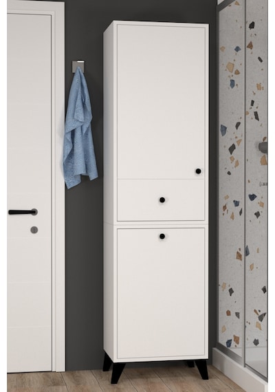 Umay Sepetli Modern Banyo Dolabı Beyaz