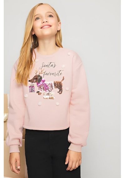 Noel Temalı Kız Çocuk Sweatshirt 2252 Pembe