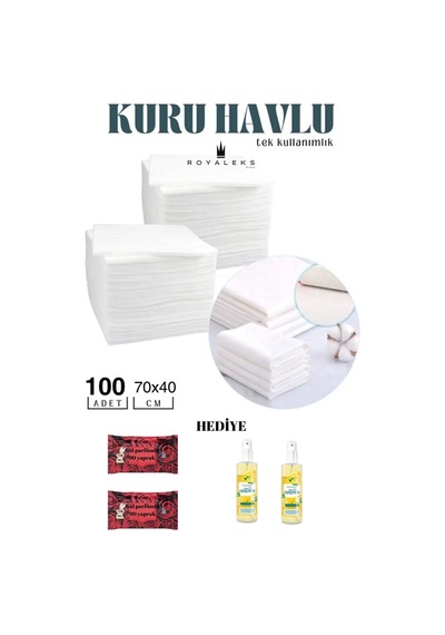 100 Adet Tek Kullanımlık Havlu Hasta Bakım Bebek Bakım Manikür Pedikür Havlusu Hediyeli