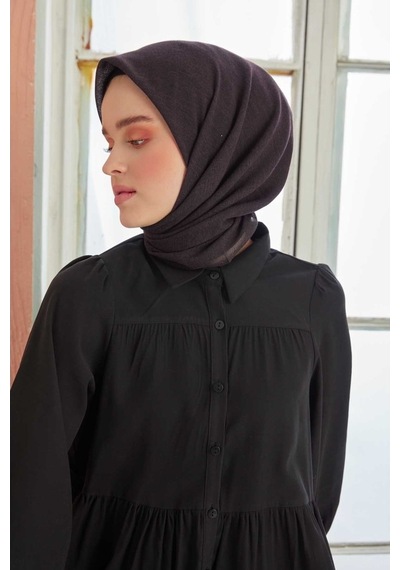 Miray Düz Pamuk Eşarp - Mürdüm Siyah Mürdüm