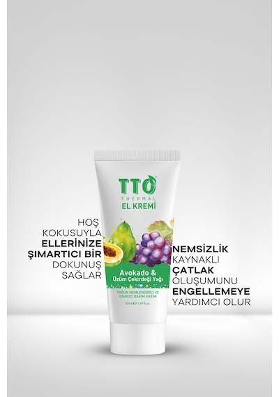 Tto Avokado & Üzüm Çekirdeği Yağlı El Kremi – Besleyici ve Yumuşatıcı Bakım 50 Ml