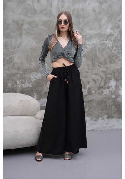 Rawea Kadın Modal Kumaş Etek Pantolon - Oversize & Geniş Paça Siyah