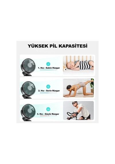 Robeve Plaj Ve Deniz Oyuncağı Klipsli Vantilatör Fan Mini Fan Mini Vantilatör Mini Klipsli Vantilatör Plaj Vantilatörü Şarjlı Vantilatör Şarjlı Fan Çocuk Vantilatörü 360 Derece Fan