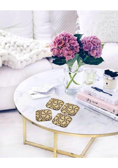 The Mia Bardak Altlığı Leaf Gold - 4 Lü Set