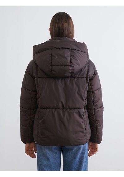 Lcw Modest Bordo Kapüşonlu Oversize Kadın Şişme Mont