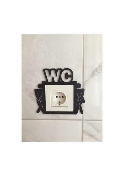 Dekorasyon Tuvalet Priz Çerçevesi Wc Prizlik Çerçevesi Ahşap Siyah