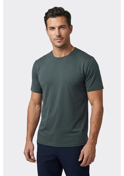Uki Haki Modal Bisiklet Yaka T-shirt