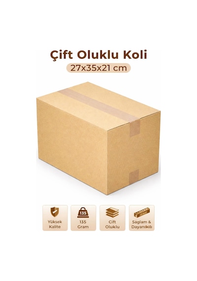 Dp Home Boş Karton Koli 27x35x21cm Orta Boy 10 Adet Koli, Çeyiz, Taşınma Kolisi, Çift Oluklu Koli 10 Adet