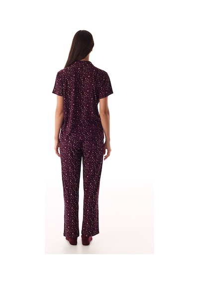 Penti Bordo Leopard Rib Gömlek Pantolon Pijama Takımı
