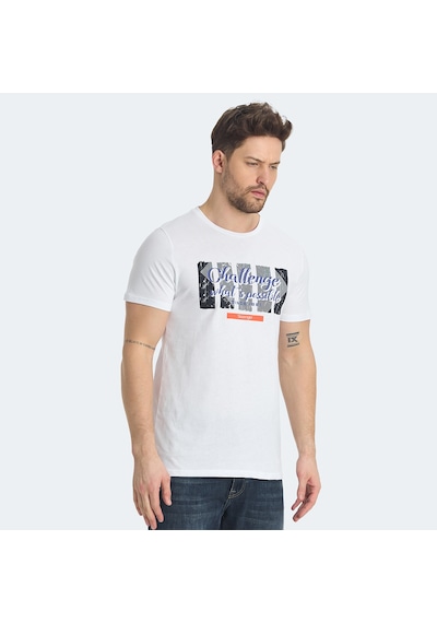 Slazenger RATAN Erkek Baskılı Beyaz Tişört