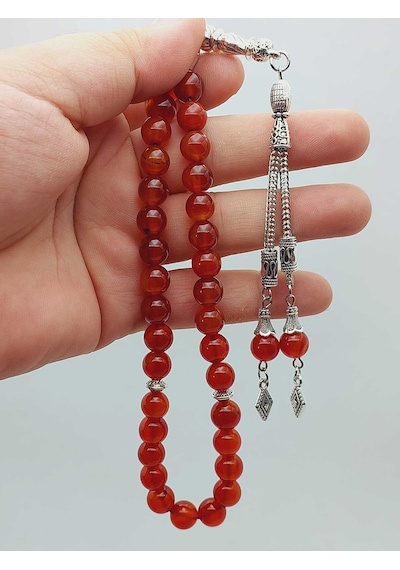 Yemen Akik Taşı Tesbih 33lük 8mm 55998 Çok REnkli