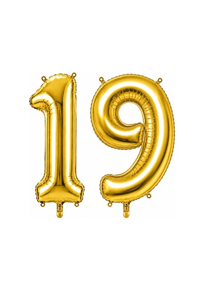 19 Rakam Folyo Balon Altın Rengi 100 Cm