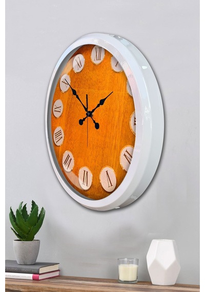 52 Cm Beyaz Metal Dekoratif Duvar Saati