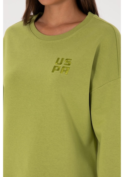 U.S. Polo Assn. Kadın Fıstık Yeşili Bisiklet Yaka Basic Sweatshırt 50313565-VR087