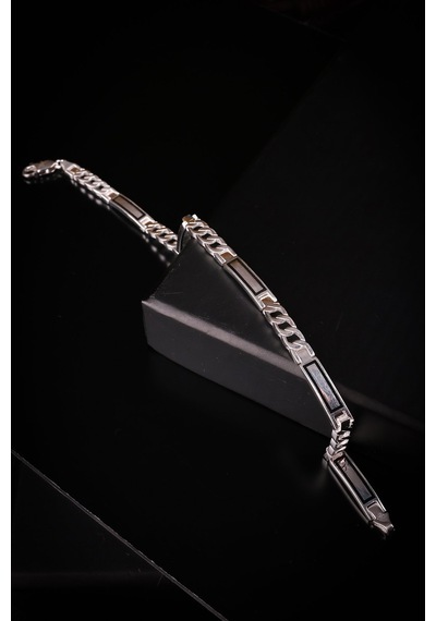 Encili Silver 925 Ayar Gümüş Özel Tasarım Zincir Model Erkek Bileklik Gümüş