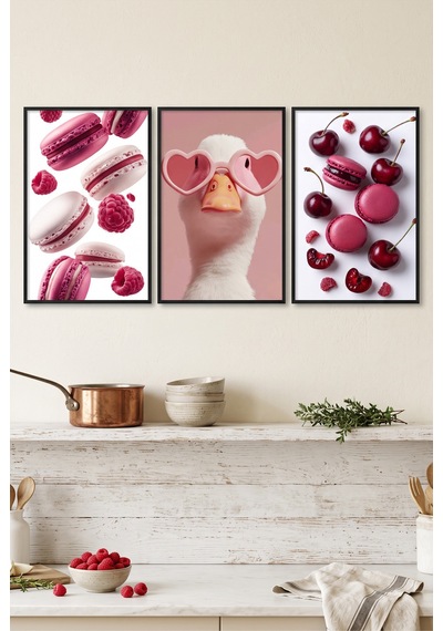 Siyah Ahşap Çerçeveli Pembe Tatlı Temalı Duvar Tablosu 3 Lü Set Sevimli Ördek Ve Makaron Desenli Modern Dekorasyon Kabartma Görünümlüdür Siyah Siyah Ahşap Çerçeveli Pembe Tatlı Temalı Duvar Tablosu 3 Lü Set Sevimli Ördek Ve Makaron Desenli Modern Dekorasyon Kabartma Görünümlüdür Siyah
