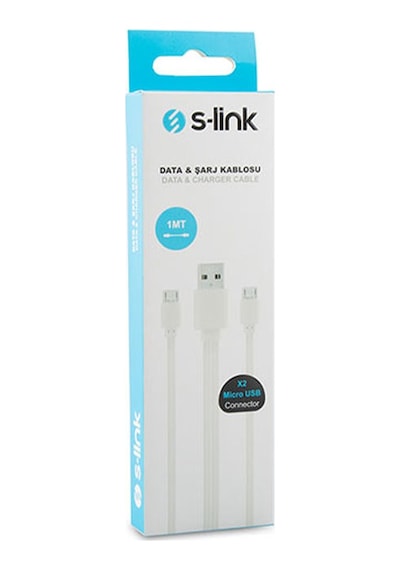 S-link Smg-328 2 Micro Usb Akıllı Telefonlar 1m Beyaz Şarj Kablo