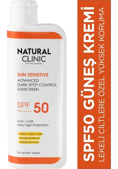Natural Clinic SPF50+ Leke Karşıtı Yüksek Koruma Nemlendirici Güneş Kremi 200 ML