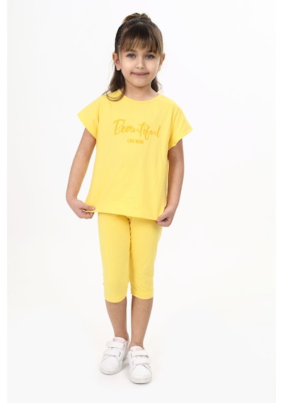 Toontoy Kids Toontoy Kız Çocuk Beautıful Baskılı Kaprili Takım Koyu Sarı