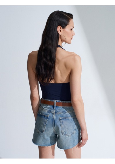 Dilvin 21231 Halter Yaka Bodysuit-k.lacivert