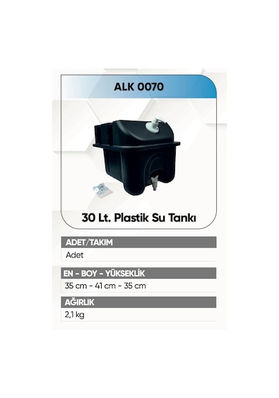 Alkotek Dorse 30 Lt.su Tankı Plastik Siyah